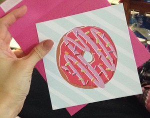 Doughnut flat card from the February 2015 Happy Mail subscription service from A Beautiful Mess