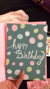 Birthday card from the  February 2015 Happy Mail subscription service by A Beautiful Mess